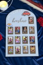 Arch Baby Photo Board Ice Blue,Maroon,Beige